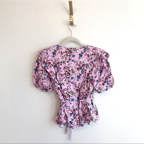 Forever 21 Purple Ruffled Floral Wrap Top - Picture 9 of 10